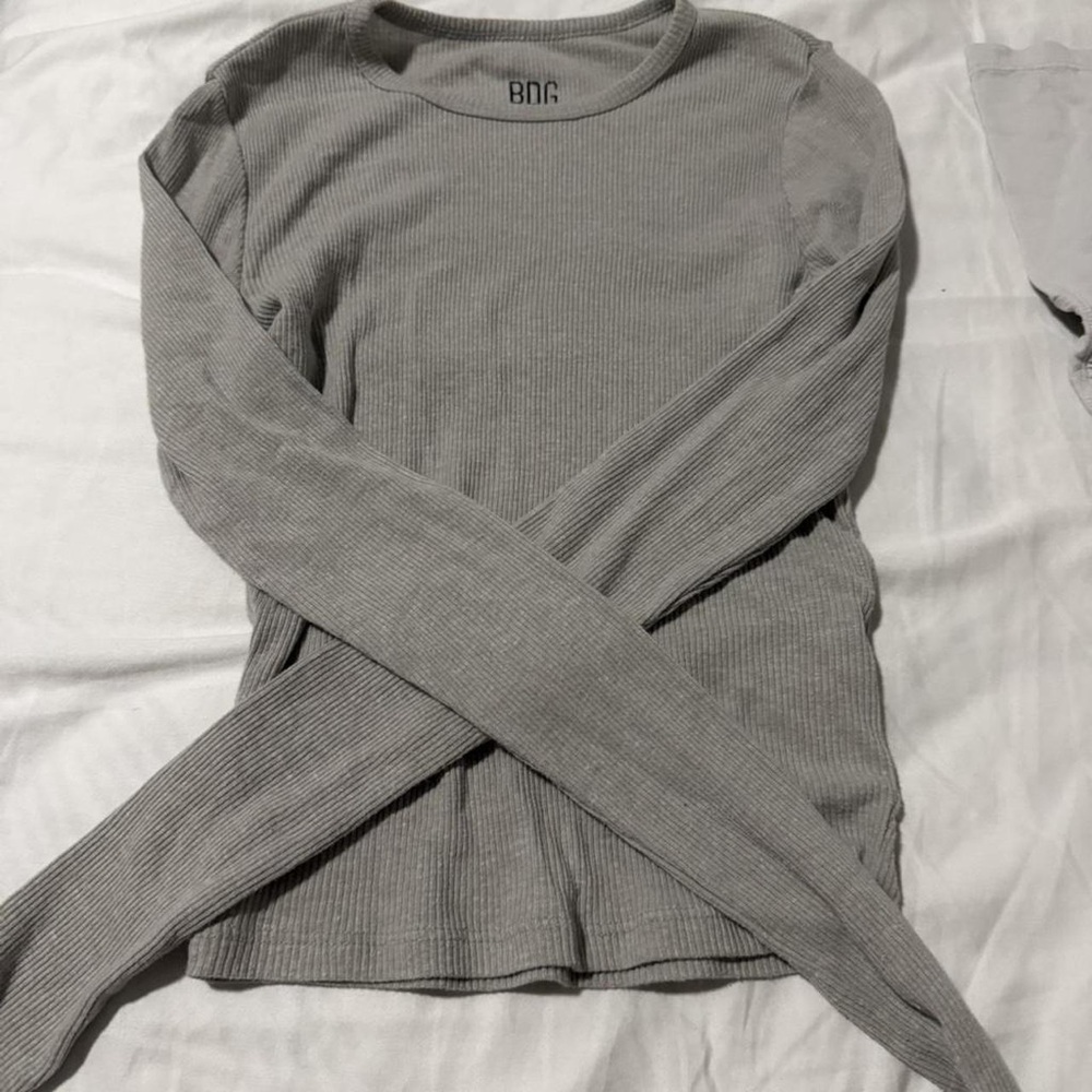 BDG Light Gray Ribbed Top